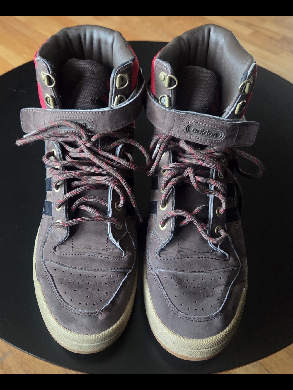 ADIDAS FORUM OG HIGH BROWN AND RED 10.5